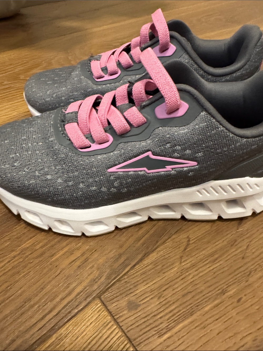 Kids Grey and Pink Athletic Sneakers - Lightweight Comfort